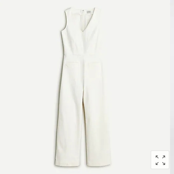 J Crew V-neck denim jumpsuit in white AK725 - Picture 4 of 6